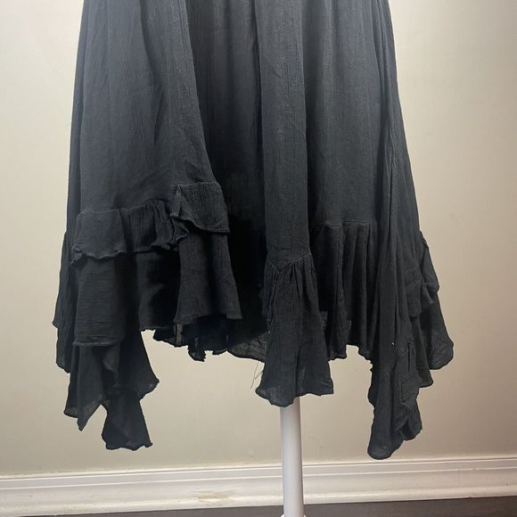 Free People Adella Mini Slip XS Dress Boho Chic Lace Tiered Ruffles Black Boho - Picture 4 of 7